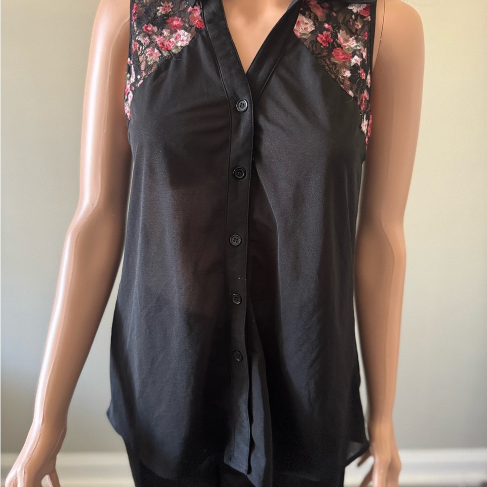 Elegant Black Floral Lace Blouse